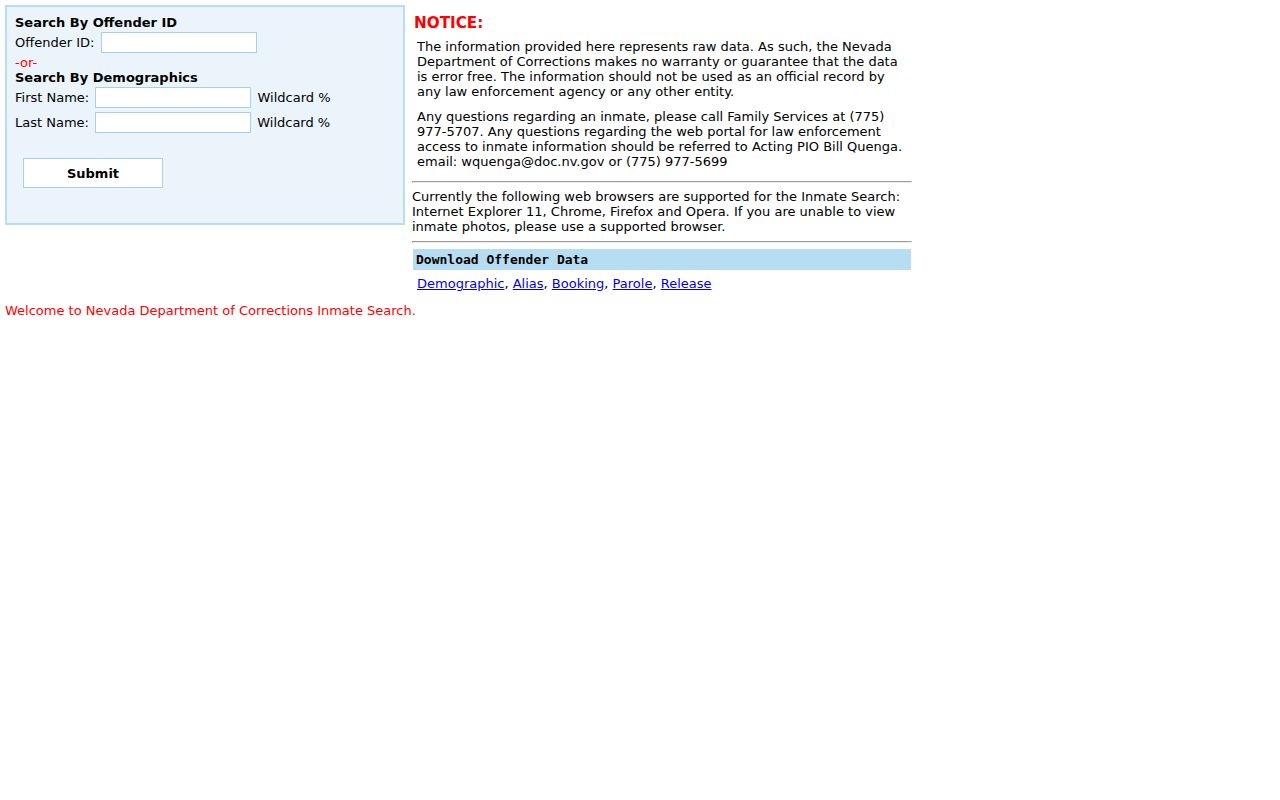 Pahrump people search with the Nevada state offender form