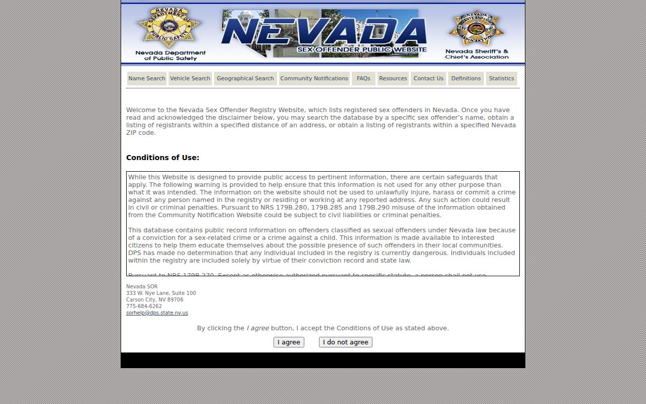 Pahrump records search through the Nevada sex offender registry